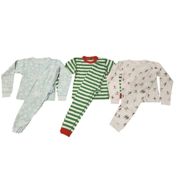 Hanna Andersson Other - Hanna Andersson Lot of 3 Pajamas Holiday Snowflake Stripes Ski 120 6-7